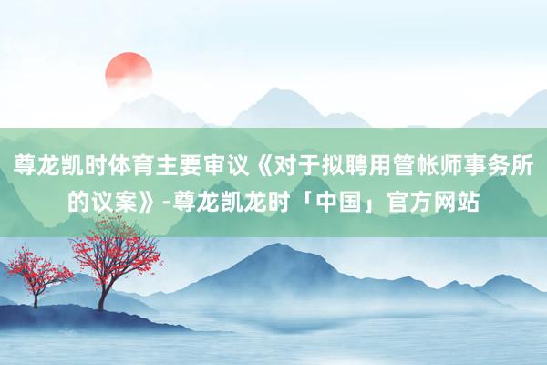尊龙凯时体育主要审议《对于拟聘用管帐师事务所的议案》-尊龙凯龙时「中国」官方网站