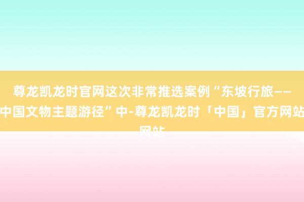 尊龙凯龙时官网这次非常推选案例“东坡行旅——中国文物主题游径”中-尊龙凯龙时「中国」官方网站
