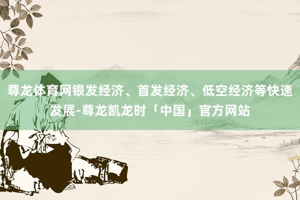 尊龙体育网银发经济、首发经济、低空经济等快速发展-尊龙凯龙时「中国」官方网站