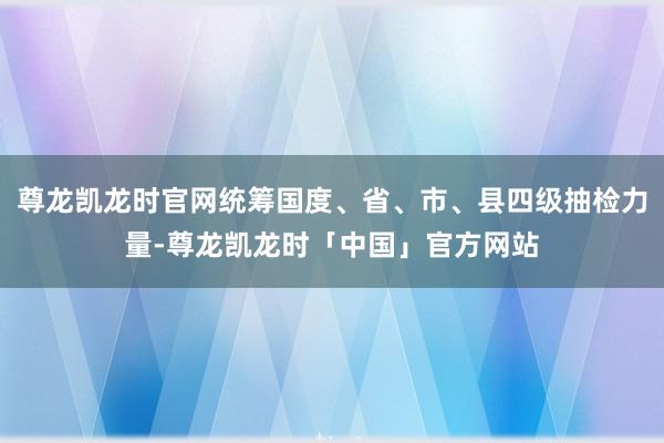 尊龙凯龙时官网统筹国度、省、市、县四级抽检力量-尊龙凯龙时「中国」官方网站