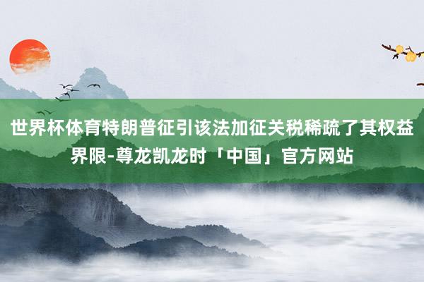 世界杯体育特朗普征引该法加征关税稀疏了其权益界限-尊龙凯龙时「中国」官方网站