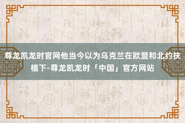 尊龙凯龙时官网他当今以为乌克兰在欧盟和北约扶植下-尊龙凯龙时「中国」官方网站