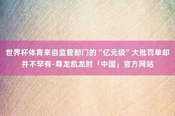 世界杯体育来自监管部门的“亿元级”大批罚单却并不罕有-尊龙凯龙时「中国」官方网站