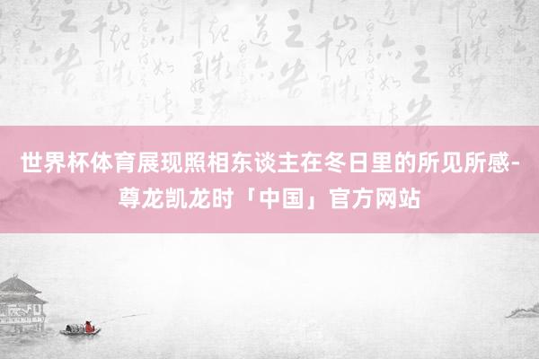 世界杯体育展现照相东谈主在冬日里的所见所感-尊龙凯龙时「中国」官方网站