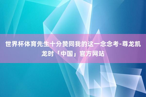 世界杯体育先生十分赞同我的这一念念考-尊龙凯龙时「中国」官方网站